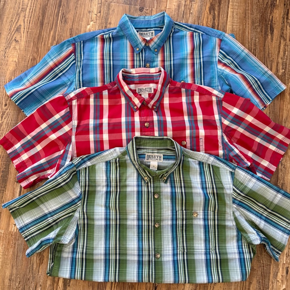 Duluth Trading Co Button Down Shirt‎ Mens XL Multicolor Lot of 3 Excellent Plaid